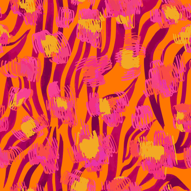 ilustraciones, imágenes clip art, dibujos animados e iconos de stock de piel de leopardo de piel animal vectorial con rayas de cebra patrón sin costura - illusion leather pattern backgrounds