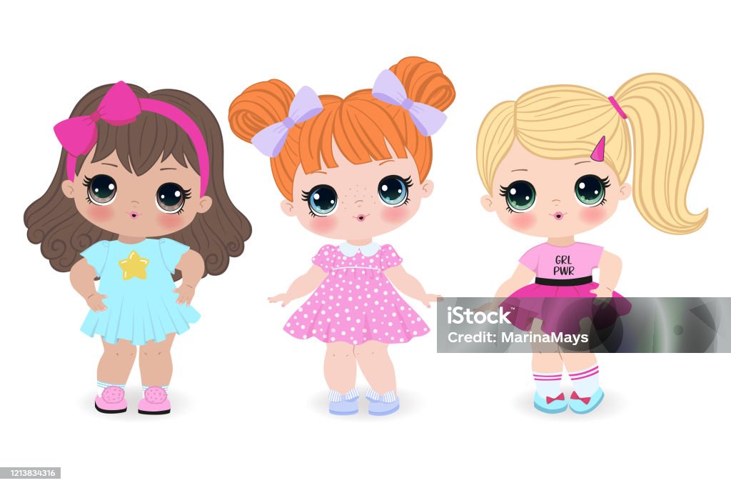 Cute Girls Cartoon Vector Illustration Stock Illustration - Download Image  Now - Beauty, Cartoon, Girls - iStock