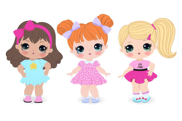 Cute Girls Cartoon Vector Illustration Stock Illustration - Download Image  Now - Beauty, Cartoon, Girls - iStock