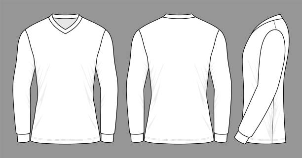 White Long Sleeve Football Shirt Vector For Template Front, Back and Side Views slopestyle stock illustrations
