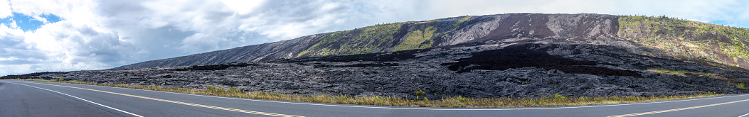 Panoramic view of chain of crater road in volcanoes National Park Big Island Hawaii