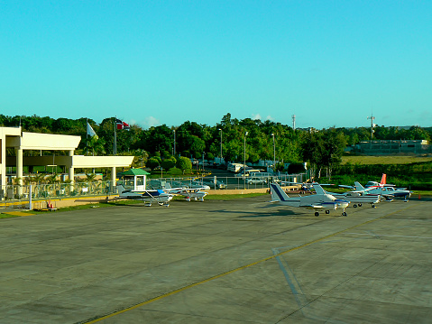 Light aircraft on Puerto Plata airport in the Dominican Republic