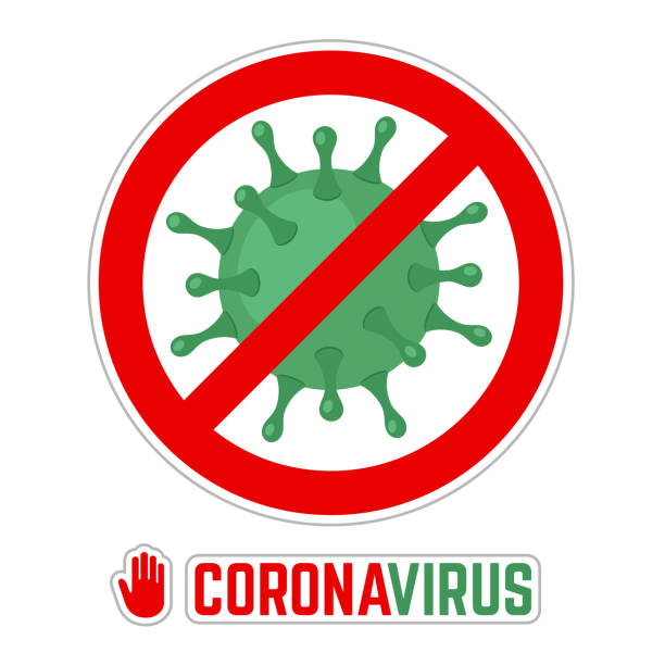 stoppen sie das neue coronavirus-zeichen. - high scale magnification illustrations stock-grafiken, -clipart, -cartoons und -symbole