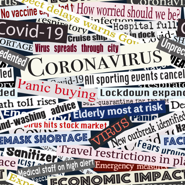 coronavirus schlagzeilen nahtlose fliese - newspaper the media paper newspaper headline stock-grafiken, -clipart, -cartoons und -symbole