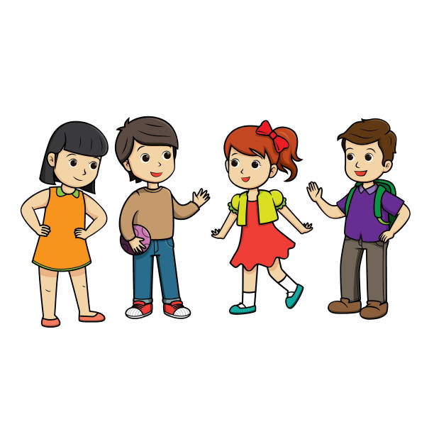308 Four Friends Standing Illustrations & Clip Art - iStock