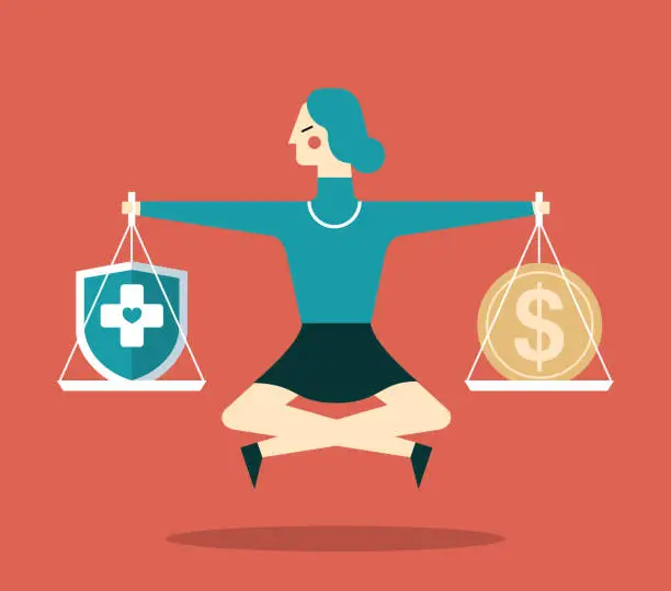 Vector illustration of Health care costs - Businesswoman