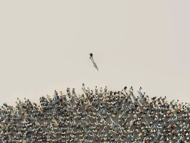 Photo of crowd and leader