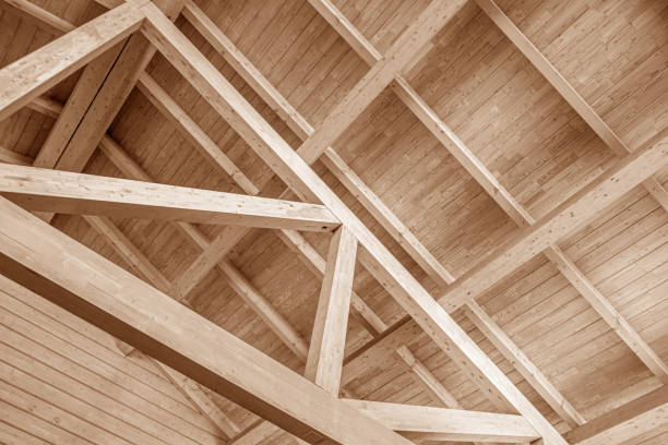 istock The construction of the wooden roof. 1213851987
