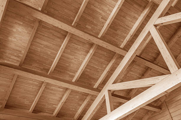 istock The construction of the wooden roof. 1213851995