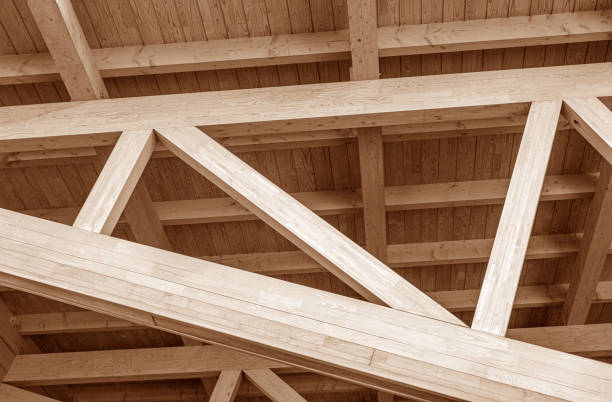istock The construction of the wooden roof. 1213852005