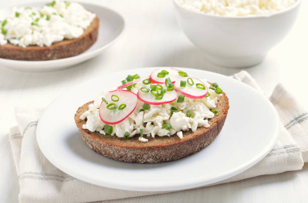 istock Appetizer with curd cheese, radish and green onion 1213852116