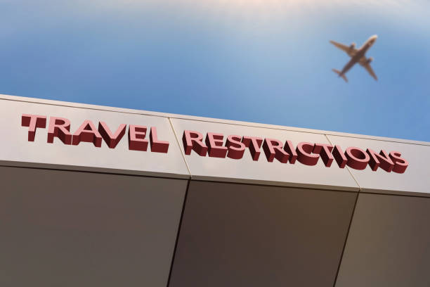 istock Travel restrictions concept. Flights cancelled and unavailable 1213855382