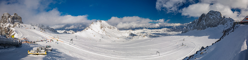 The snowy winter panorama of Dachstein Alps, Austria.