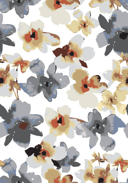 вектор ботанический бесшовный узор. - backdrop beautiful flower head flower stock illustrations