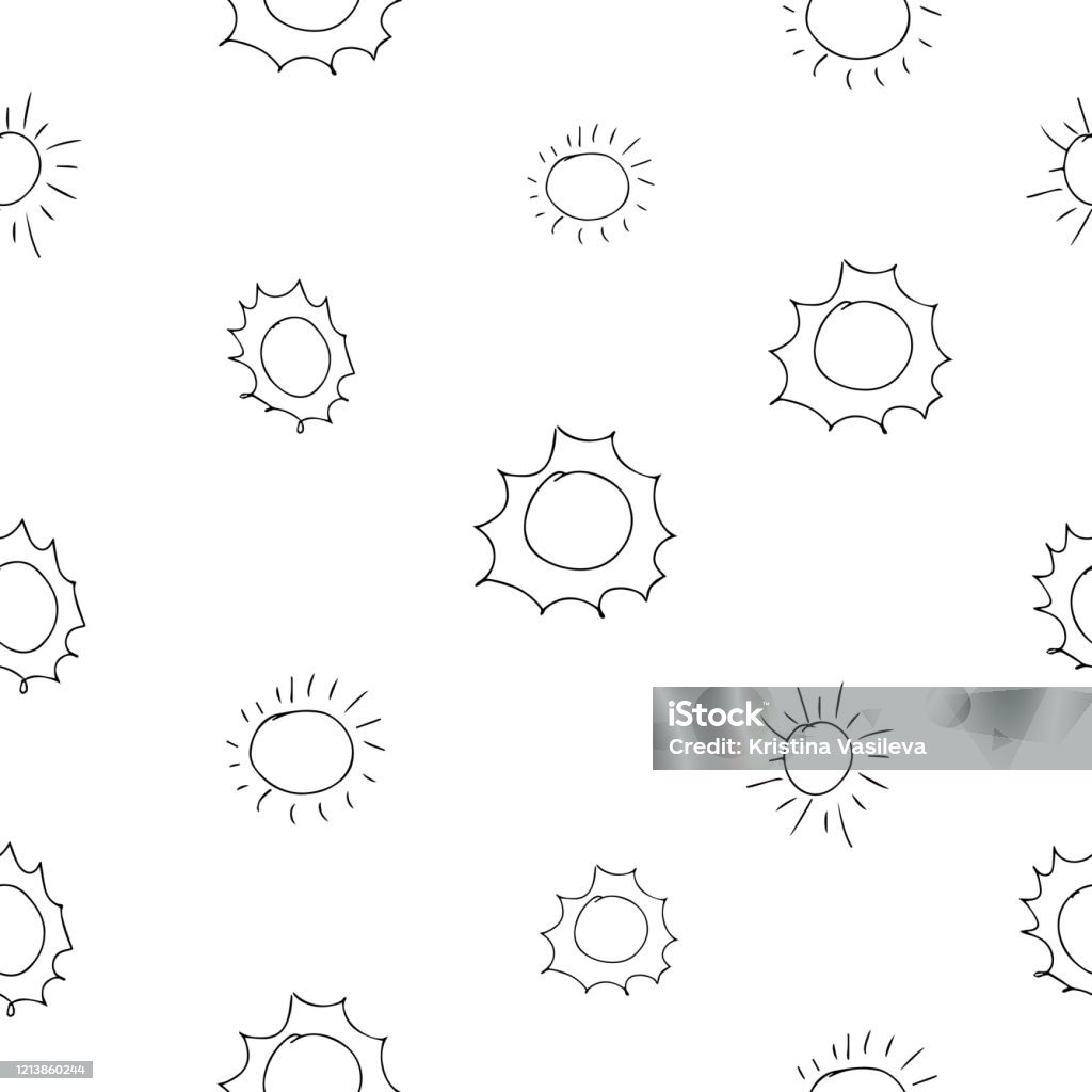 Fun Patterns Simple Sun Sun Seamless Pattern Vector Cartoon Seamless Pattern With Sun Cute ...