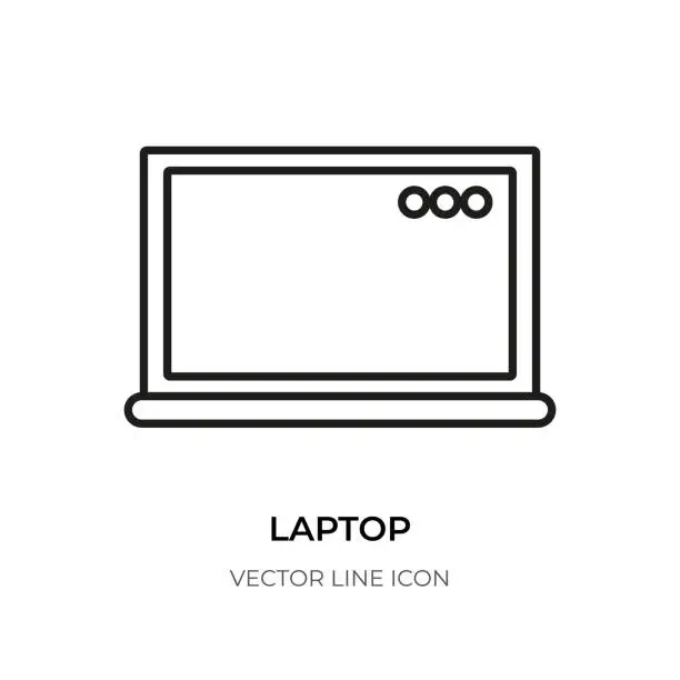 Vector illustration of Laptop black line icon computer pc notebook vector