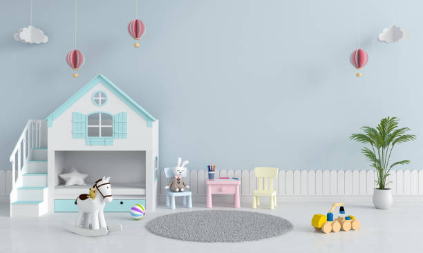 istock Child bedroom interior for mockup, 3D rendering 1213866189