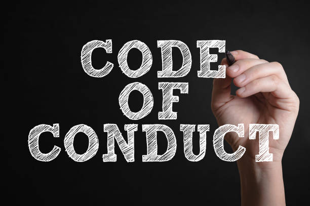 Code of conduct Hand writing Code of conduct on a virtual screen coding stock pictures, royalty-free photos & images