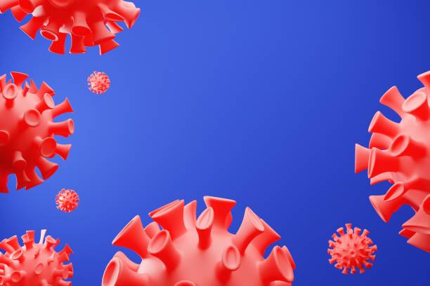 istock Flu COVID-19 virus cell virus background. China pathogen respiratory coronavirus 2019-ncov flu outbreak 3D medical render. Background with realistic 3d blue virus cells 1213868785