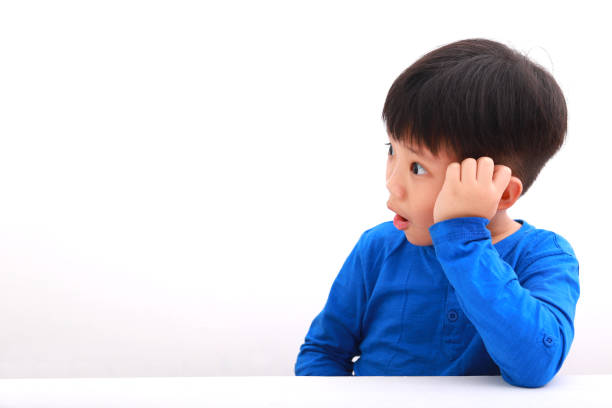 Male Handsome Teenager listening and Posing on White Background