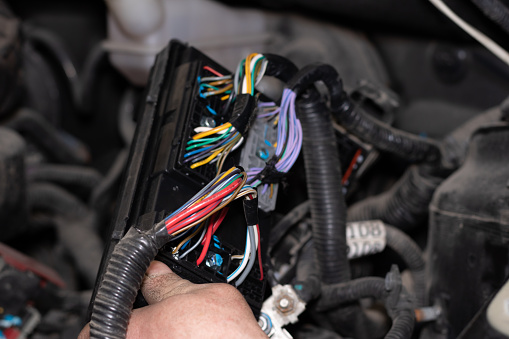 automotive connector colored wires in the car