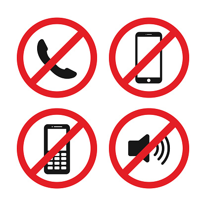 Sign off the phone, vector warning icons.