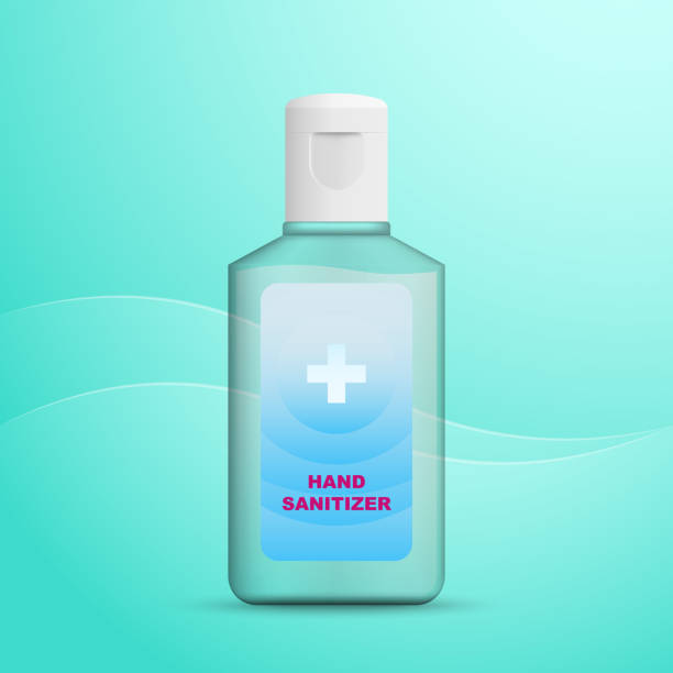 알코올 손 소독제 병 . 벡터 이미지 . - hand sanitizer liquid soap hygiene healthy lifestyle stock illustrations