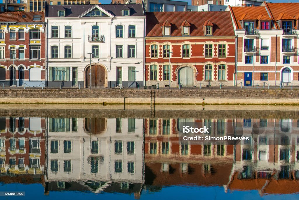 Lille Houses reflected in water in Lille September 2019 Lille Stock Photo