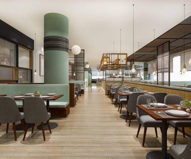 istock 3d rendering loft and luxury hotel reception and vintage cafe lounge restaurant 1213885008