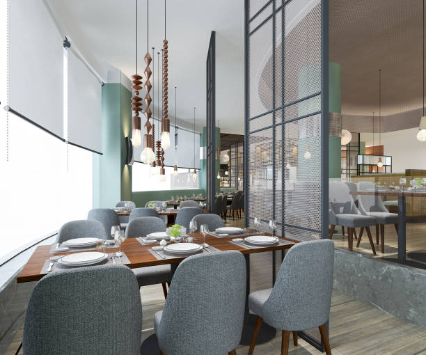 istock 3d rendering loft and luxury hotel reception and vintage cafe lounge restaurant 1213885032