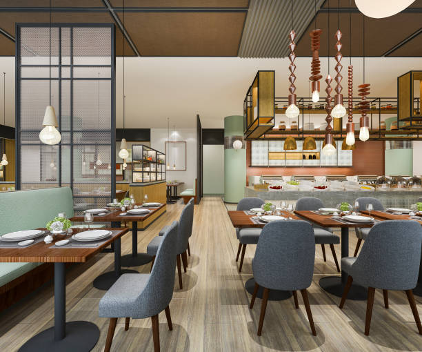 istock 3d rendering loft and luxury hotel reception and vintage cafe lounge restaurant 1213885033