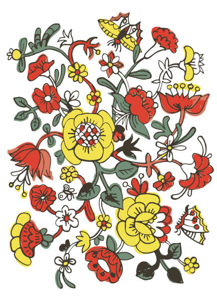 istock Abstract watercolor hand drawn cartoon flowers background 1213888081