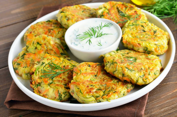 istock Diet vegetable cutlet from zucchini, carrot, herbs 1213890742