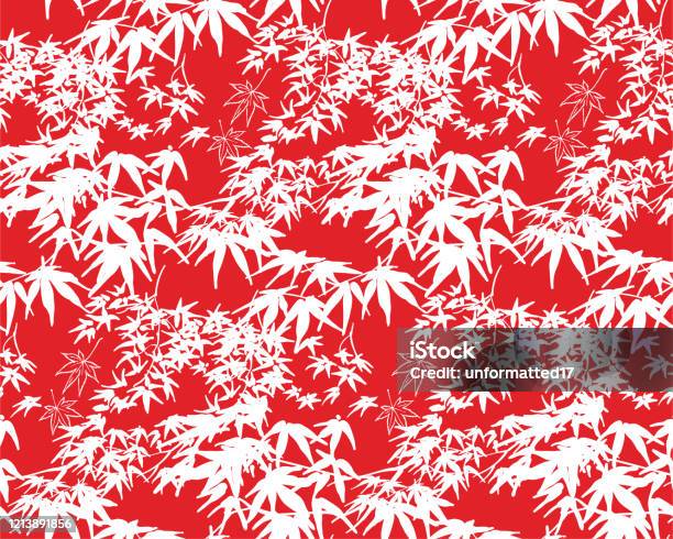 Pattern Japanese Maple Japanese Maple Vector Sketch Design Background Hand Drawn Ink Seamless ...