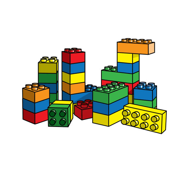 illustrations, cliparts, dessins animés et icônes de illustration de vecteur de brique isolée sur le fond blanc. - alphabet brick construction toy