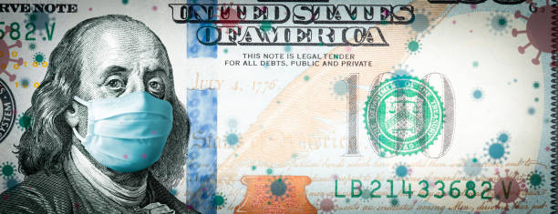 Benjamin Franklin With Face Mask On Covid-19 Virus Background
