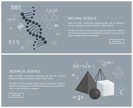 Technical Science Examples Natural And Technical Science Vector Illustration Stock Illustration ...