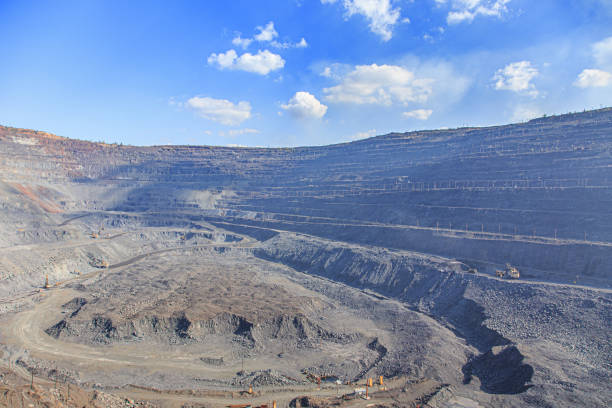 istock Panorama of iron ore quarry on a sunny day 1213898039