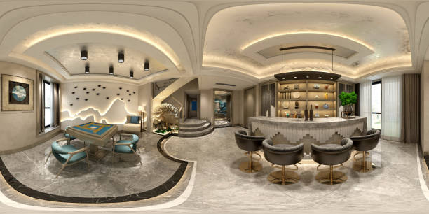 istock 3D Render 360 Degrees Modern Living Room 1213898083
