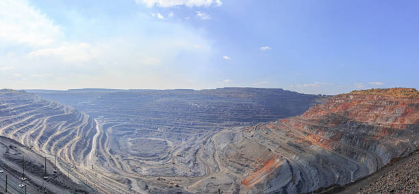 istock Panorama of iron ore quarry on a sunny day 1213898145