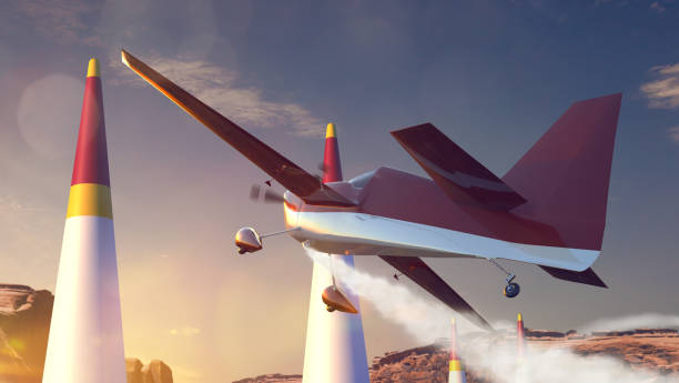 istock Sports plane on air racing. Render 3D. Illustration. 1213900755
