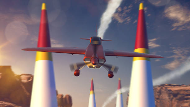 istock Sports plane on air racing. Render 3D. Illustration. 1213900900