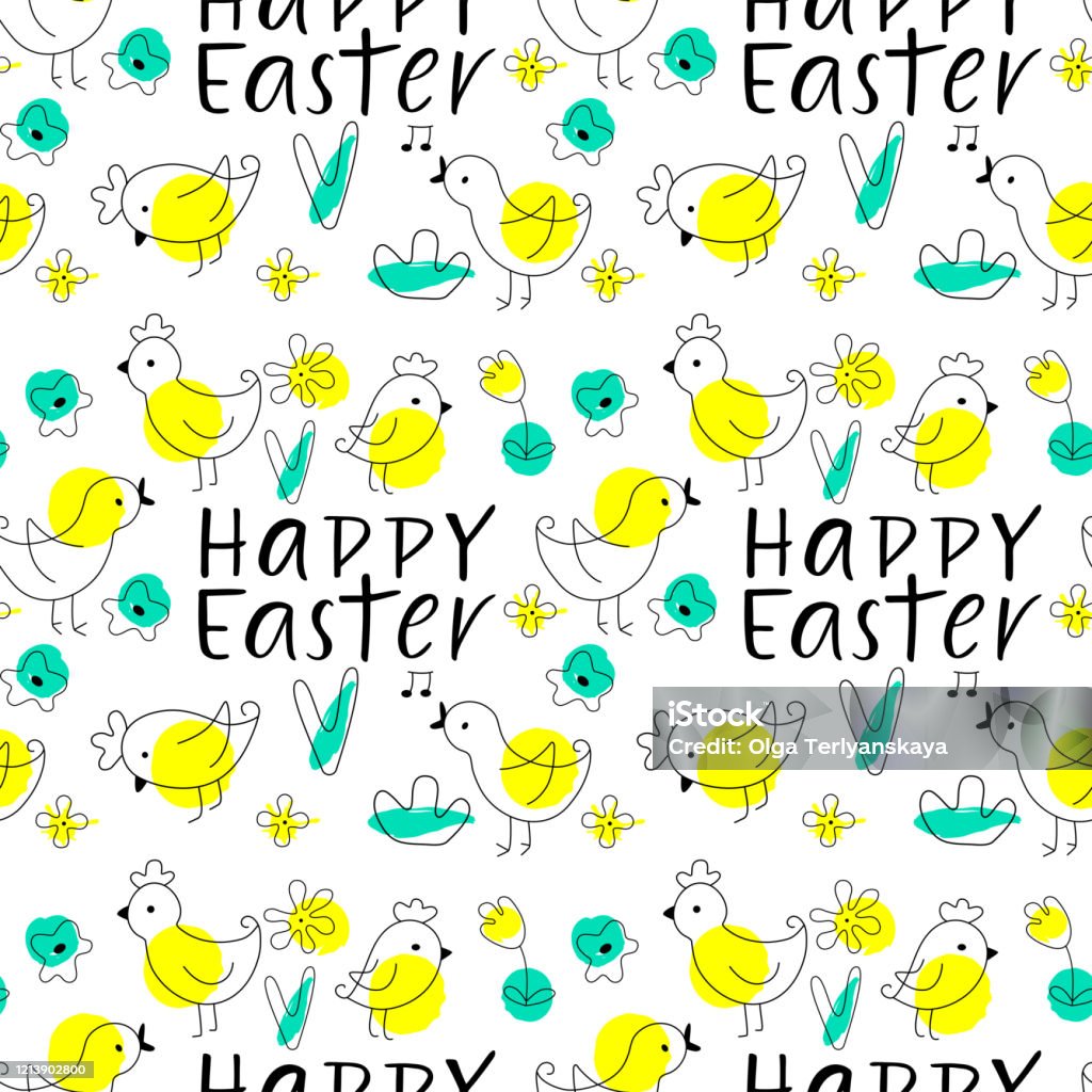 Patterned Line Easter Easter Pattern Vector Hand Drawn Outline Illustration Of Easter Stock ...