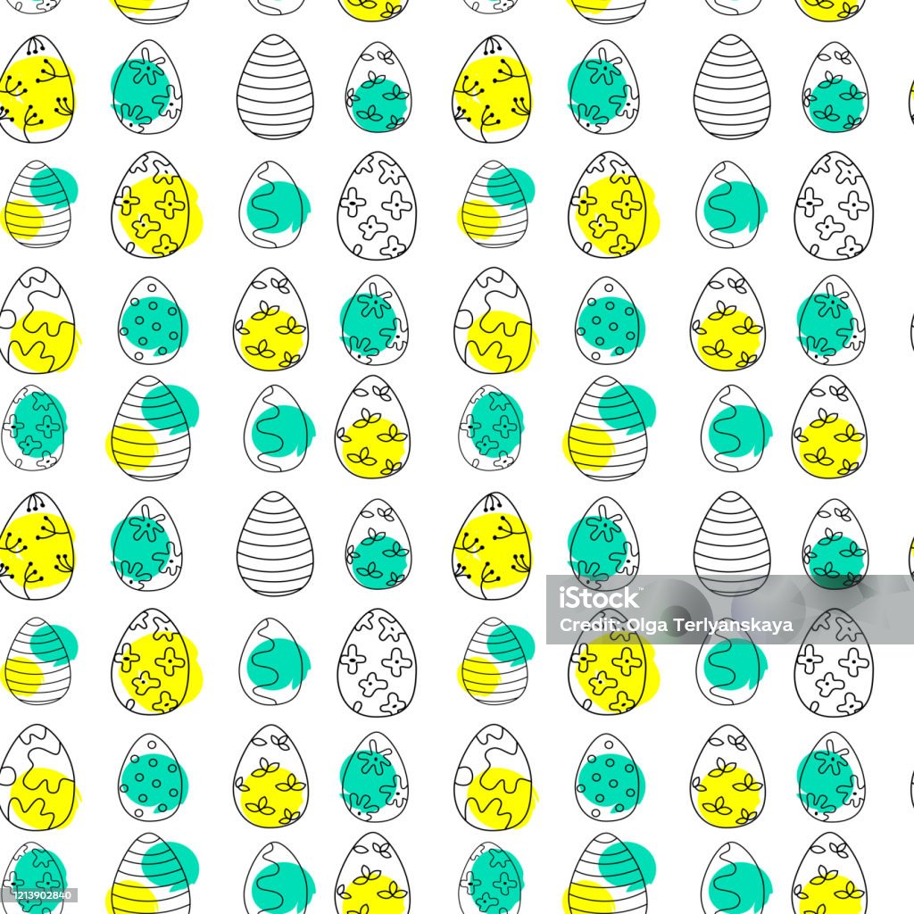 Patterned Line Easter Easter Pattern Vector Hand Drawn Outline Illustration Of Easter Stock ...