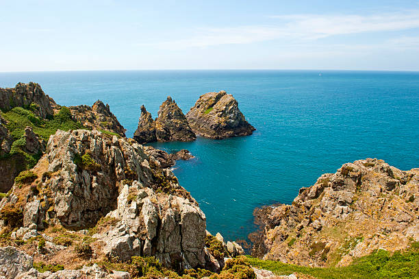 Rugged coastline of Guernsey stock photo