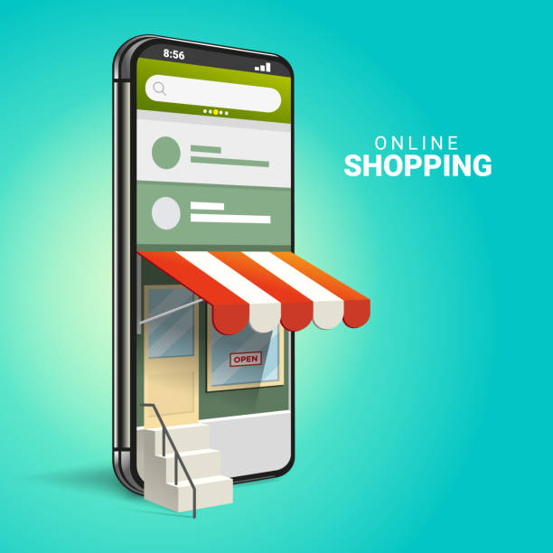 3d 스마트폰 온라인 쇼핑 컨셉 - app store stock illustrations