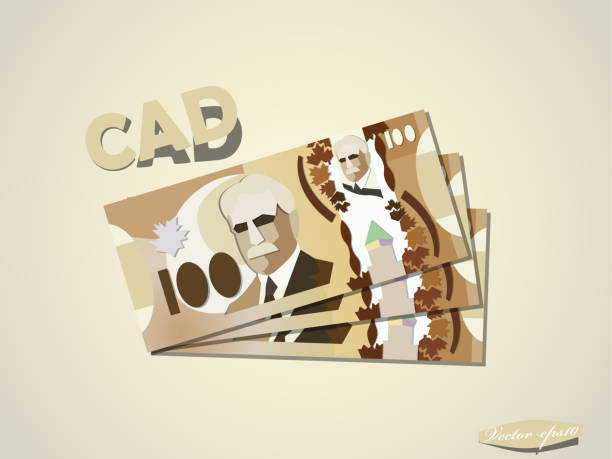 kanadische dollar-geld-papier-vektor-design - canadian currency stock-grafiken, -clipart, -cartoons und -symbole