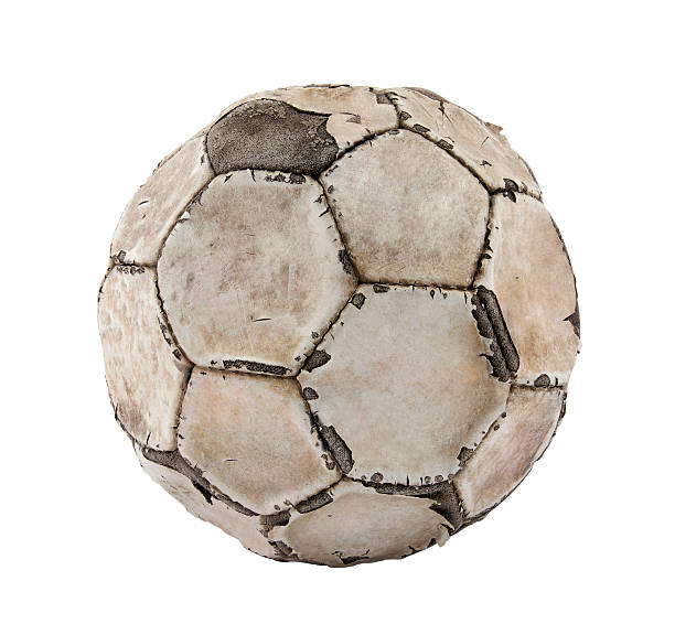 istock Old soccer ball with clipping path 121391136
