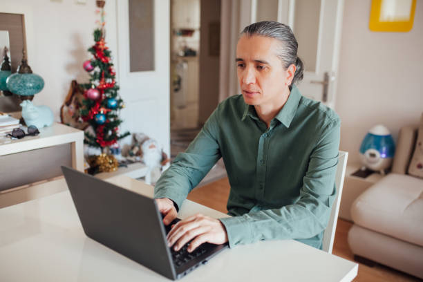 istock Business man working from home  during quaratine 1213911400