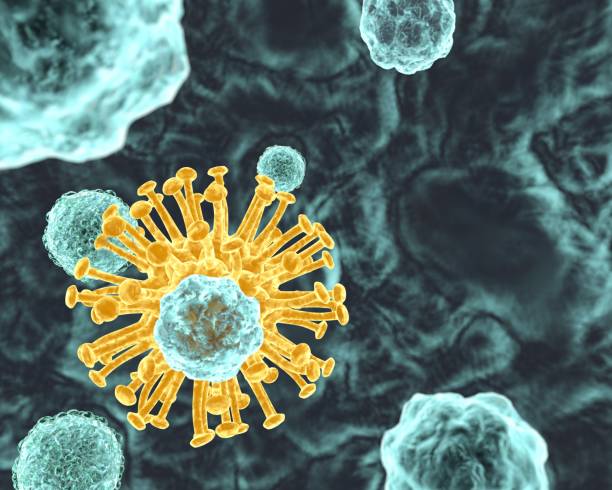 istock Immune cells fighting viral infection 3d render. 1213911530